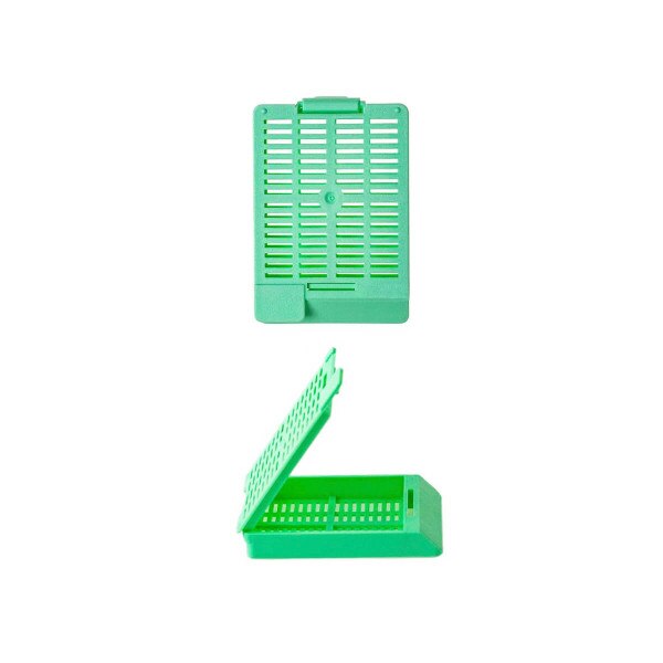Hinged Tissue Cassette, green